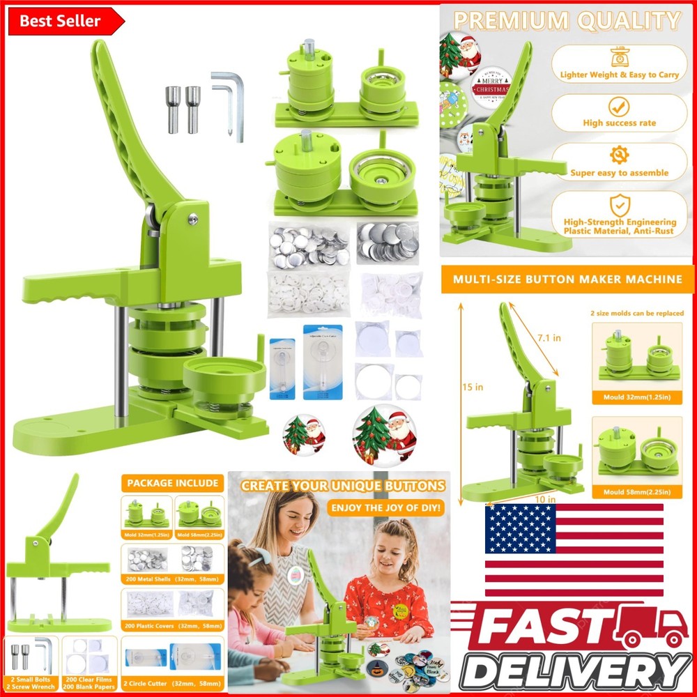 Fun & Functional Button Making Machine for Kids - 200PCS Supplies Included