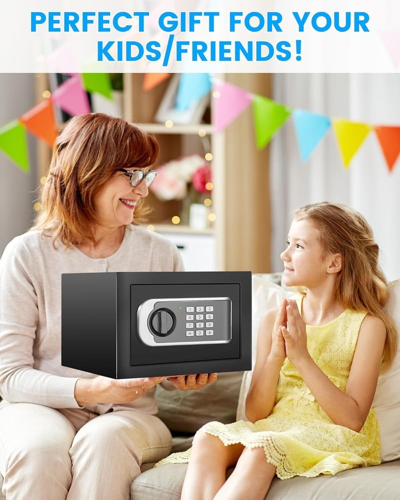 Compact 0.30 Cuft Small Safe Box with Fireproof Bag & Digital Keypad Access