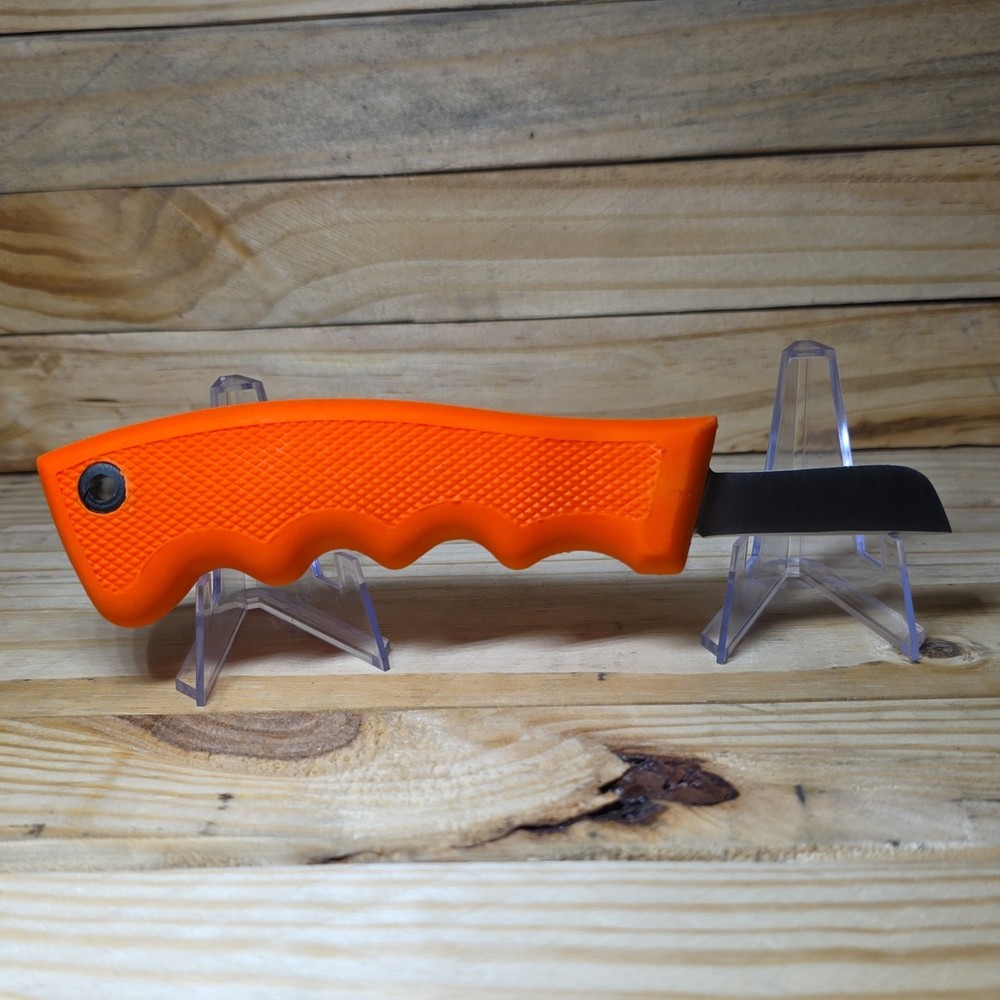 Utility Fixed Blade Knife Orange Handle w/ Plastic Sheath