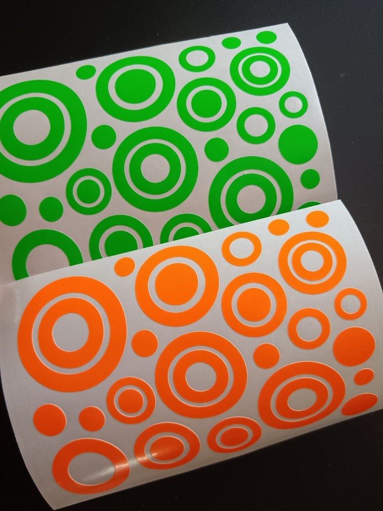 FUN FLUORESCENTE circles Shapes Decals, Stickers For DIY Projects