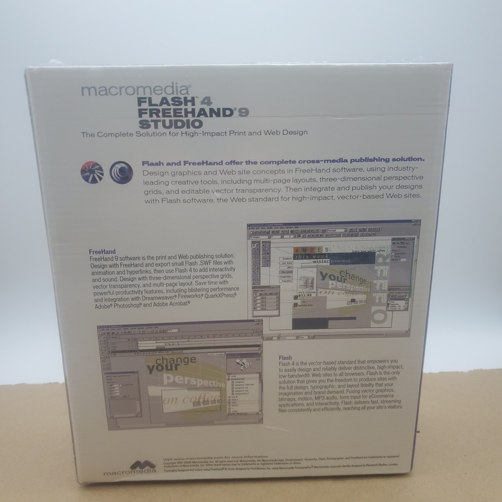 Macromedia Flash 4 & FreeHand 9 Studio – Education Version (PC/Mac) – Sealed