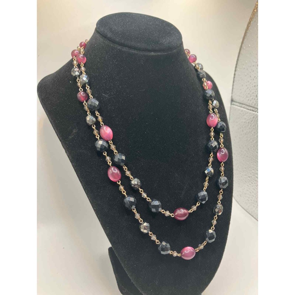 Purple Different Types Beaded Chain 19.25"Necklace!