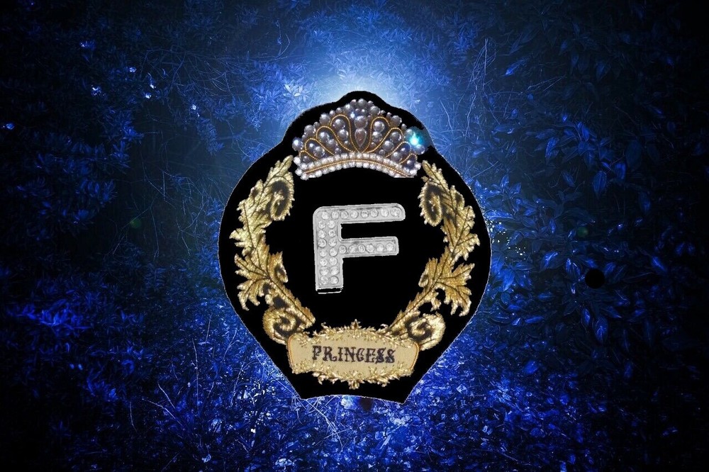 F Royal Crown Letter Name Princess Queen Pageant Cipher Monogram Crystal Patch Z
