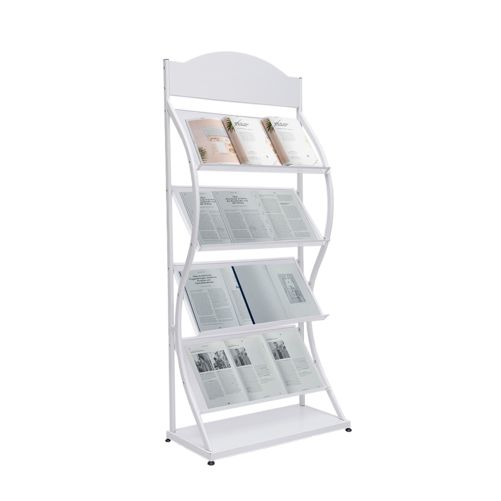 Floor-Standing Magazine Rack 4-Layer Iron Information Rack Storage Rack S-shaped