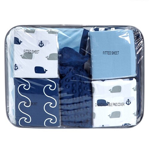Manhattan Kids Whale Anchor 9Pc Crib Bedding Set Includes Extra Sheets *New*