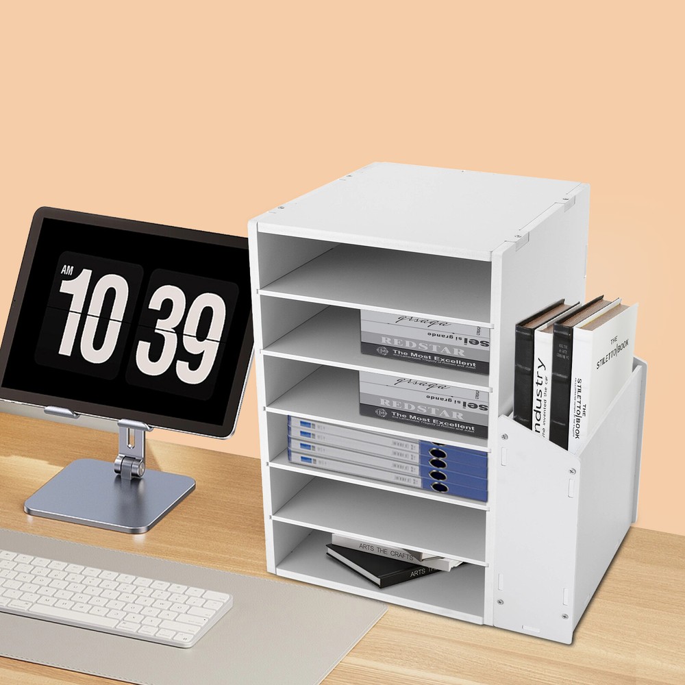 File Organizer PVC Board Letter Desktop Document Folder Office Tray Holder 6Tier
