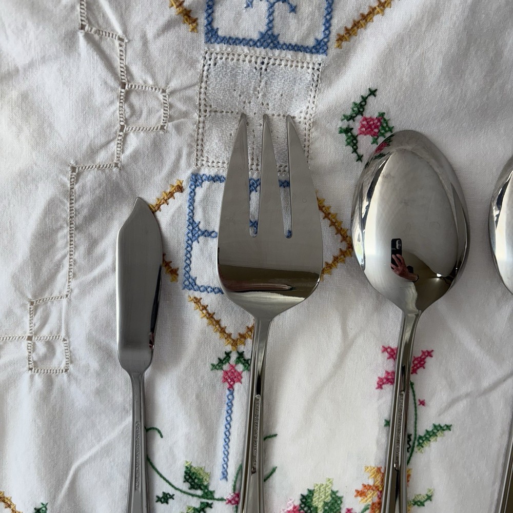 Reed & Barton BOULEVARD Stainless 5pc Hostess Serving Set - Ridges Glossy