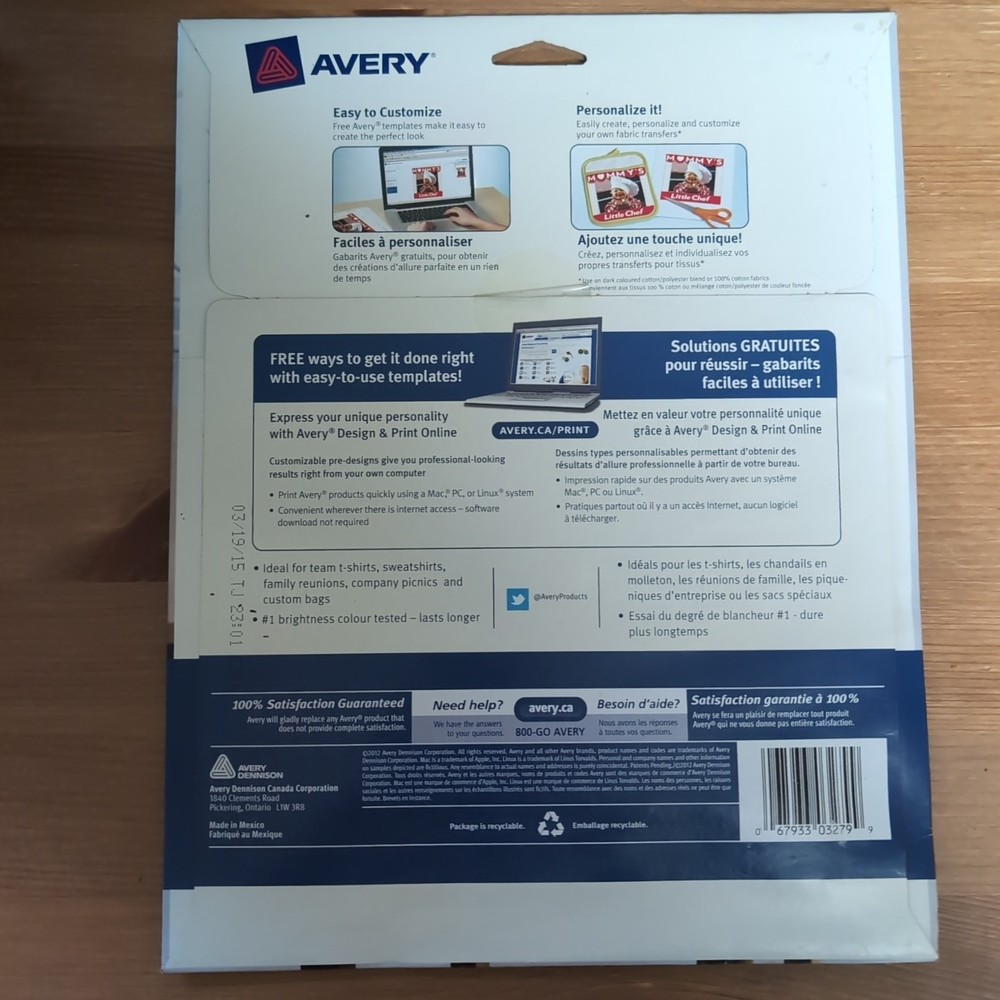 Avery Dark Fabric Transfers- 5 Iron On Sheets