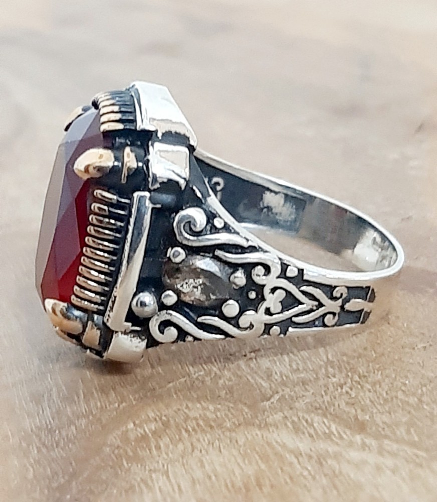 925 SILVER RING Men Solitaire Spinel Ring Sterling Man $