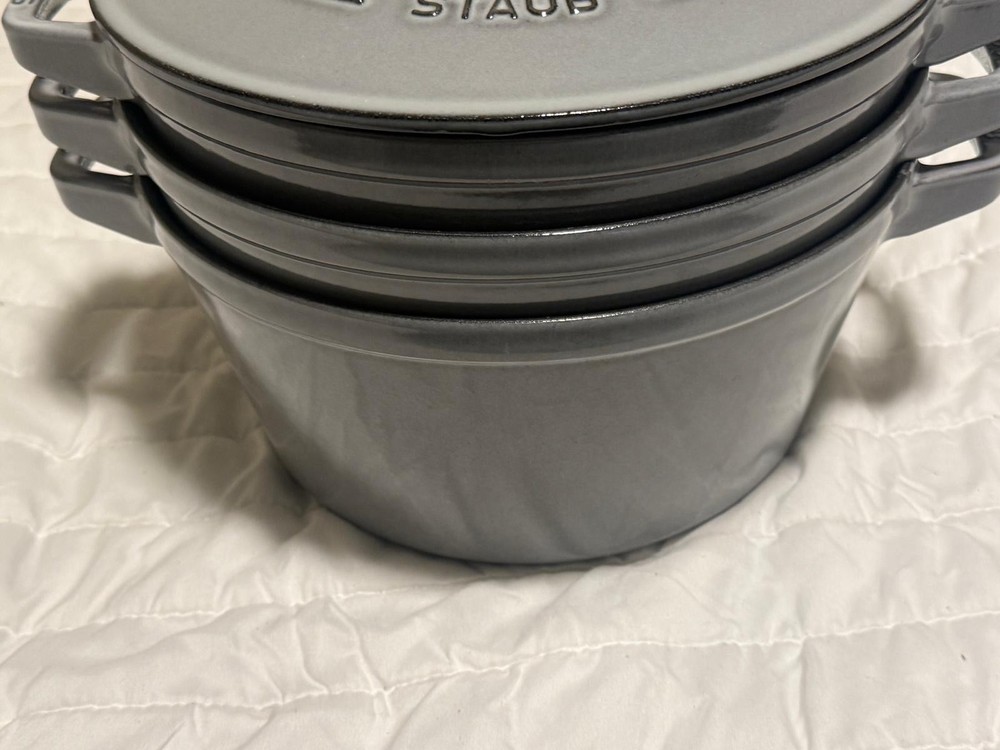 Staub Cast Iron 4-pc Stackable Set, Graphite Grey