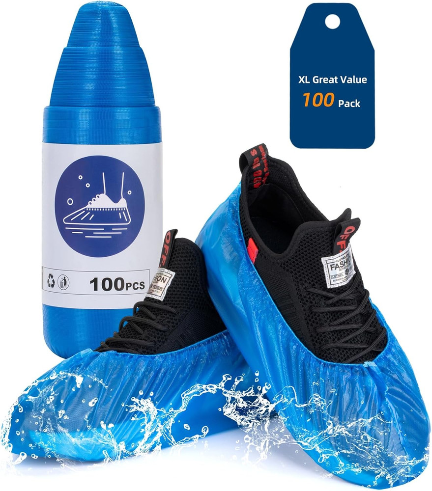 Shoe Covers Disposable Non-Slip, Waterproof Boot Covers with Compact Roll for Ea