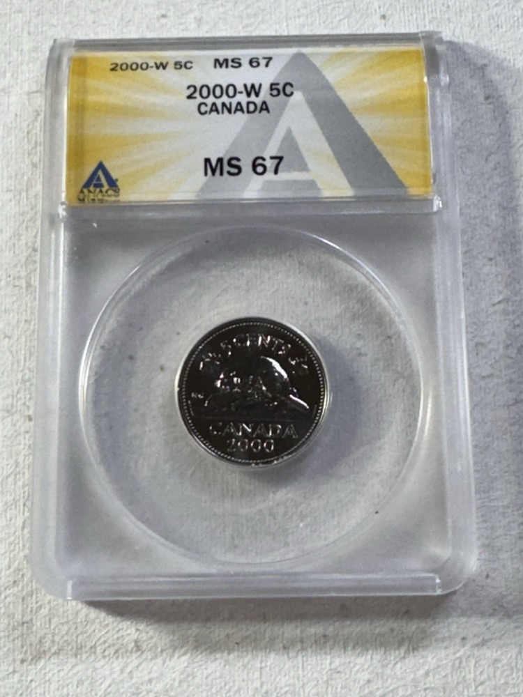 2000-W Canada 5 Cents Graded MS 67 by ANACS