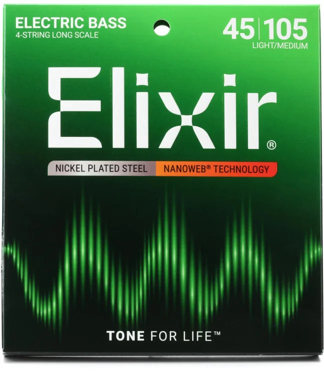 Elixir Strings 14077 Nanoweb Light/Medium, Long Scale Electric Bass Strings