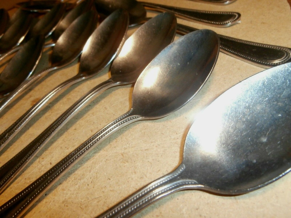 18 Winco Stainless 18-0 Table Spoons Dot Beaded Pattern
