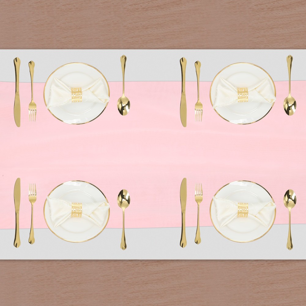 2 Pcs Pink Chiffon Table Runner 27.5" x 118" Romantic Table Runner
