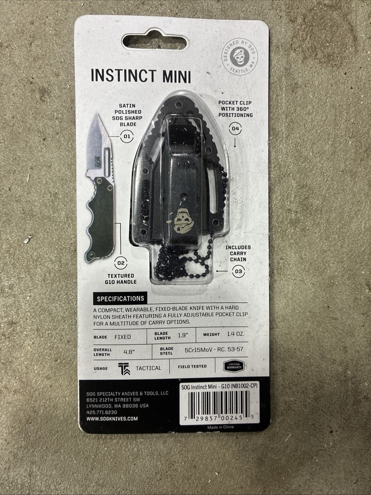 SOG Fixed Blade Instinct 2.3" Blade 5.9" Overall