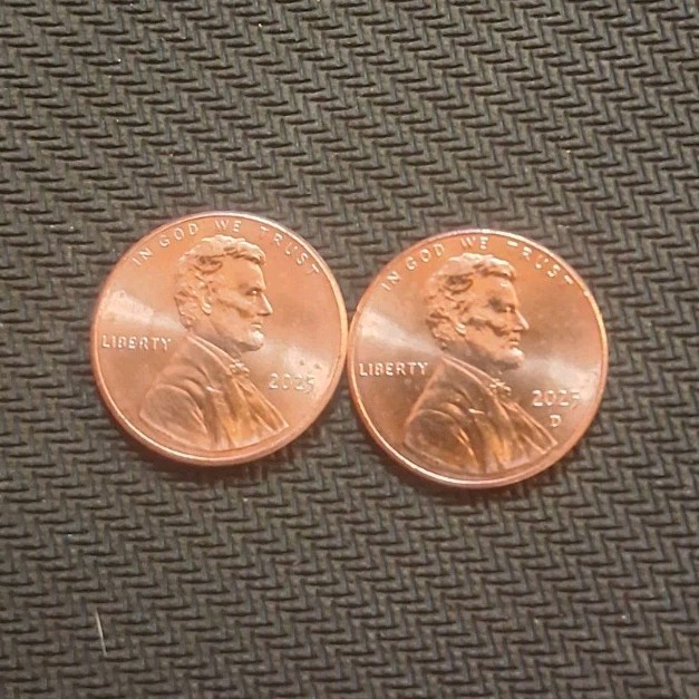 2025 BU Lincoln Shield Small Cent RD P&D Mint Set 2 Coins