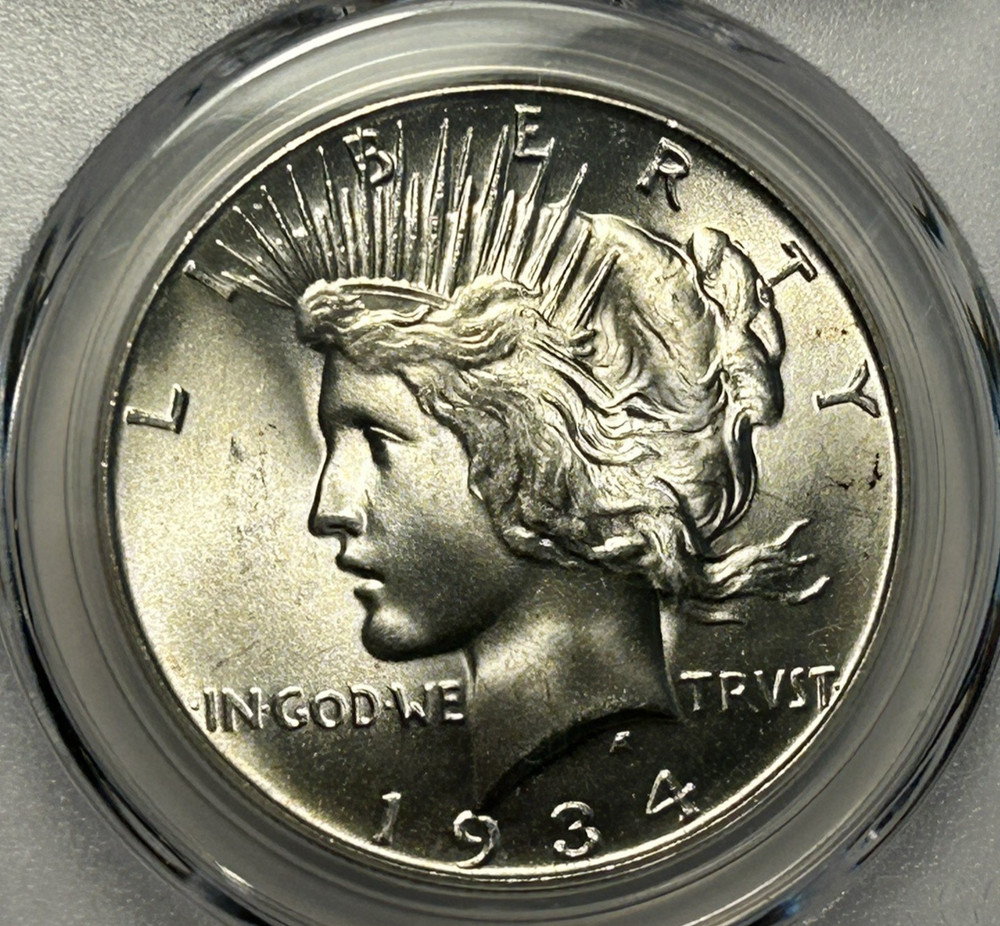 1934 S PEACE DOLLAR PCGS MS 64+ / SHARP WHITE COIN
