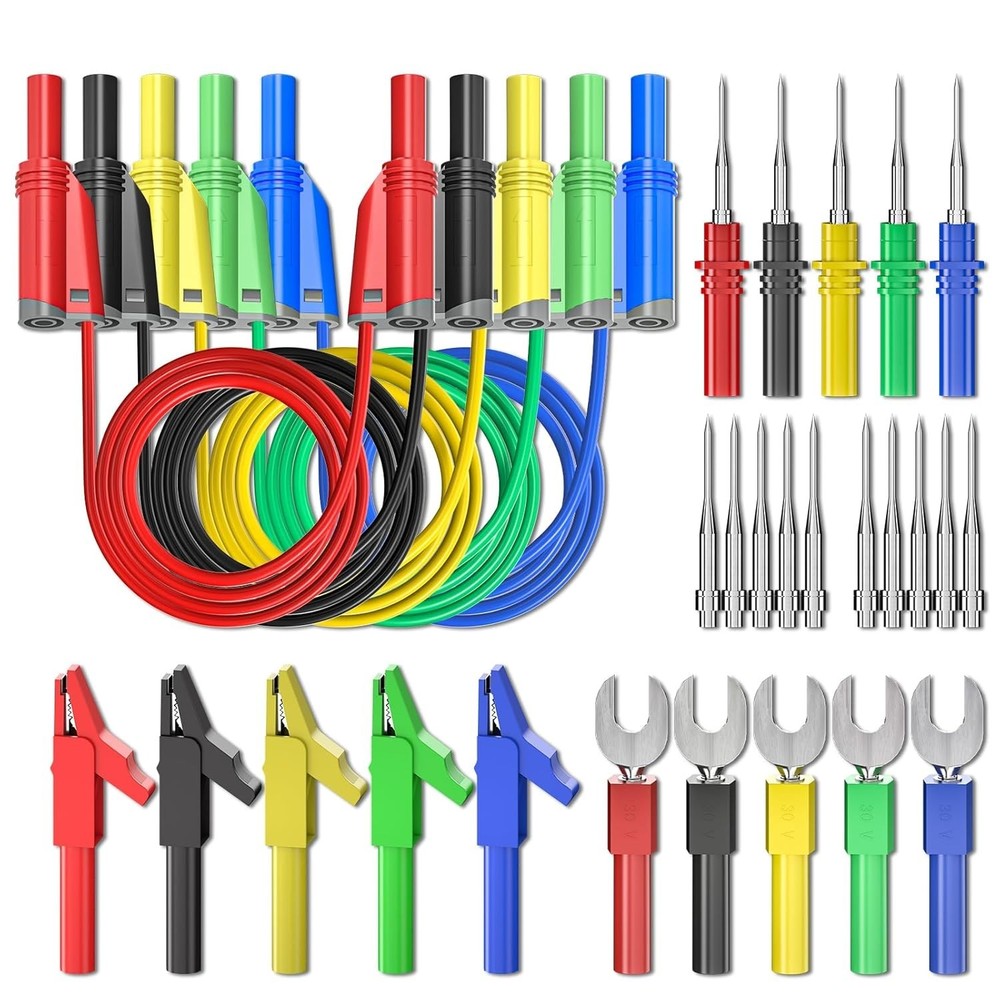 Durable Stackable Banana Plug Electrical Testing Kit with Versatile Accessories