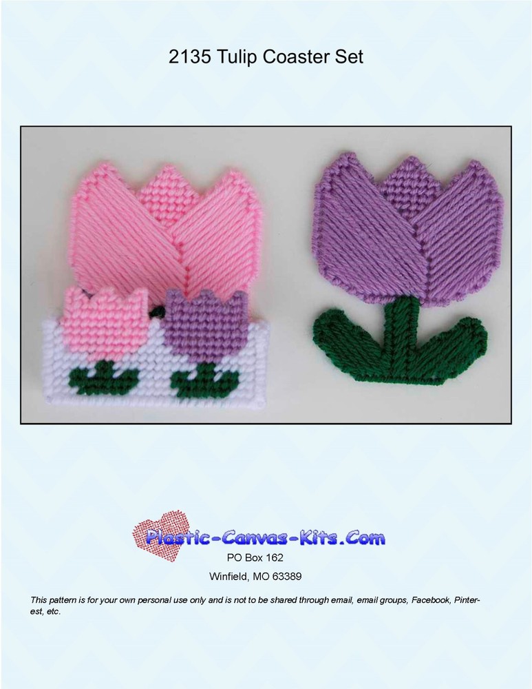 Tulip Coaster Set-Plastic Canvas Pattern or Kit