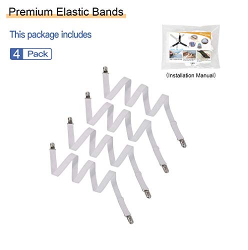4Pcs Adjustable Bed Sheet Straps Clips, Elastic Mattress Sheet 4pcs-white