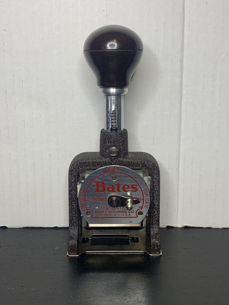Vintage Bates 6 Wheel Standard Movement Numbering Machine w/ Box