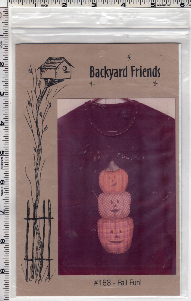 "Fall Fun" ©2000 Backyard Friends Applique Sewing Pattern # 163 Stacked Pumpkins
