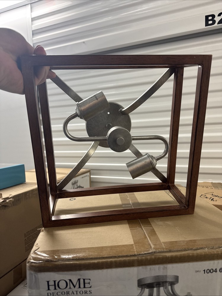 Semi Flushmount Light, Galvanized Finish, Painted Chestnut Accents