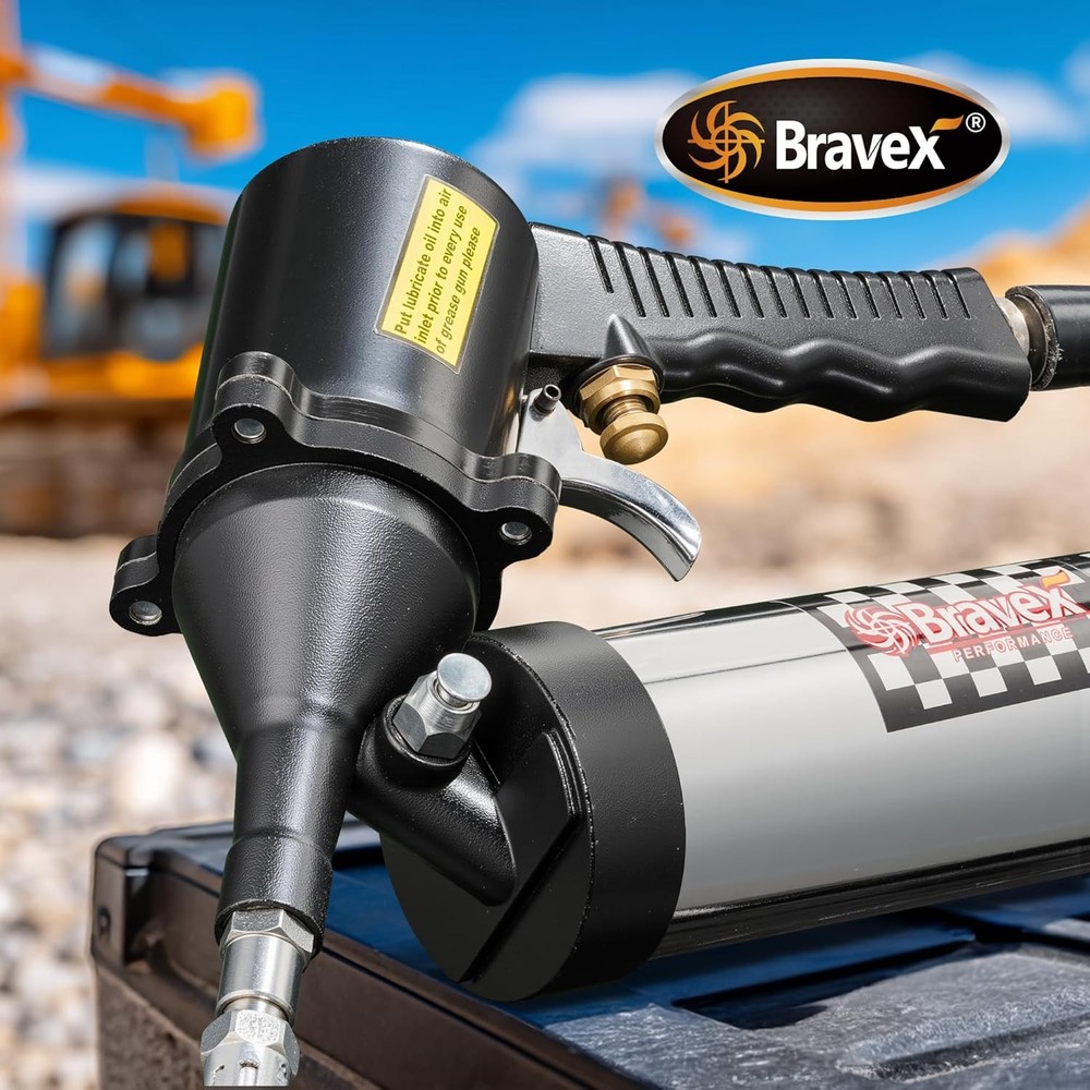 6000 PSI Air Powered Automatic Grease Gun, Pneumatic with Quick Release Coupler