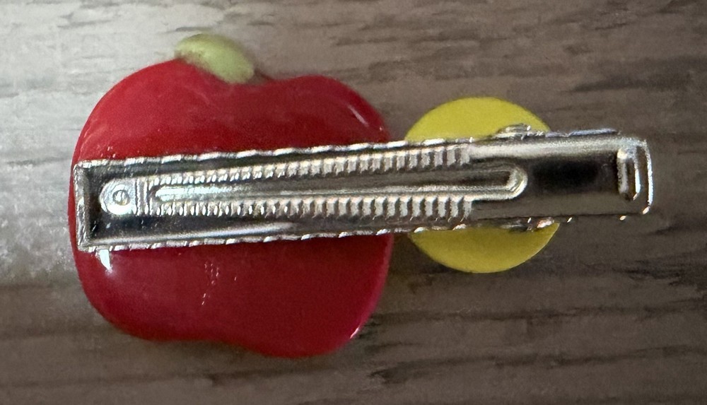 Handmade Apple Hairpin With Button Cute Gift 2”