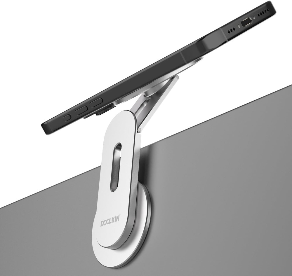 Doolkin® Pizo Mount 2, Laptop Phone Holder, Adjustable Stand, Silver