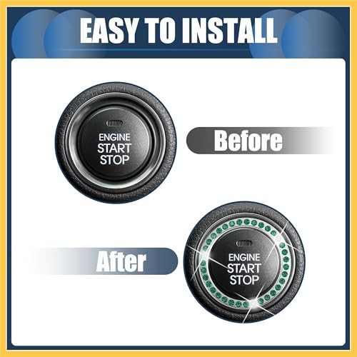 Universal Bling Car Engine Start Stop Button Cover, One Click Push Start
