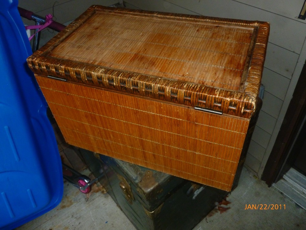 vintage mid-century split-bamboo Cedar Chest