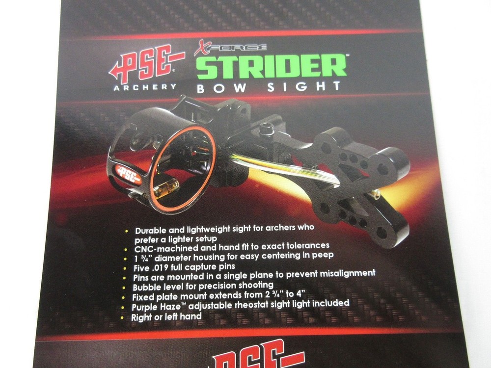 PSE X-Force Strider 5 pin compound bow sight Black w/ removable Light