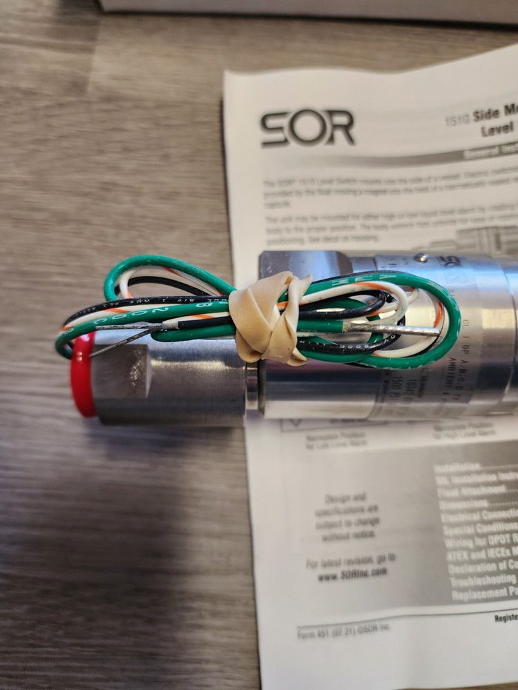 SOR 1510C-G5A-C-L9-ES-CSCV Float Level Switch SOR Level Switch
