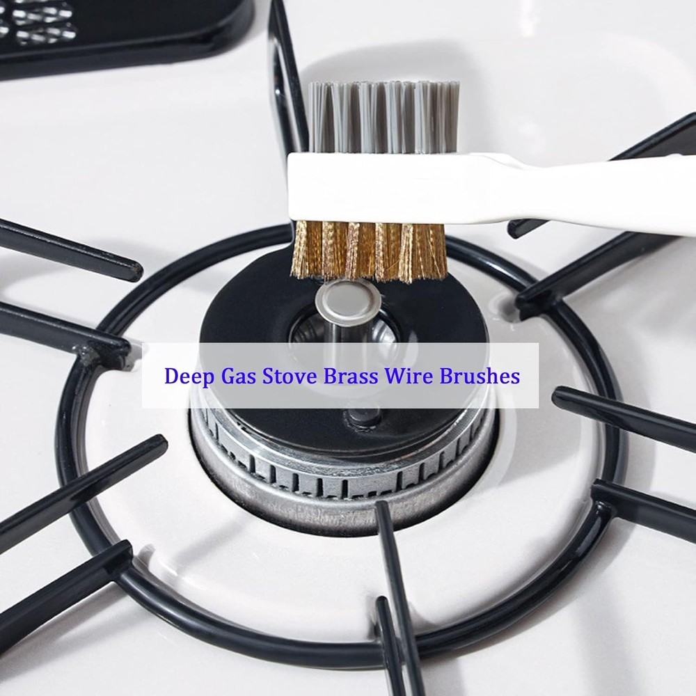 BetterJonny 3 Pcs Kitchen Cleaning Scrub Brush Set, Brass Wire Rust White