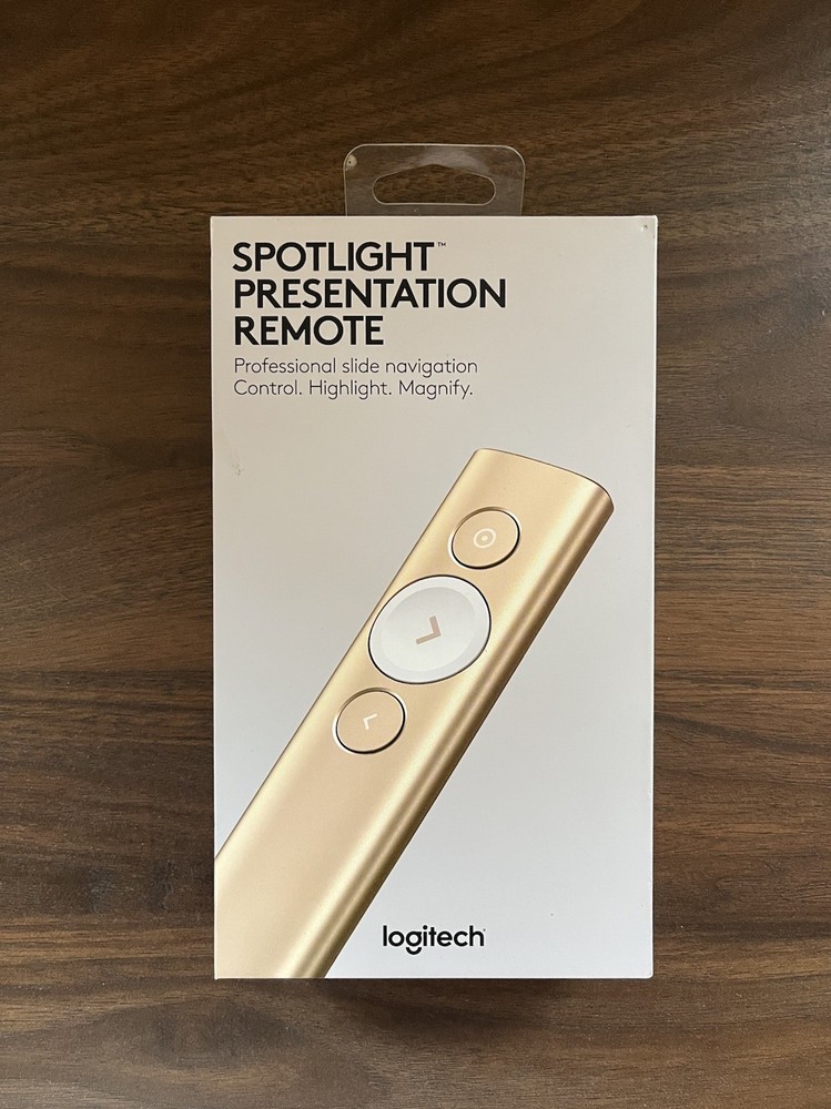 Logitech Spotlight Presentation Remote Gold Bluetooth USB Pointer