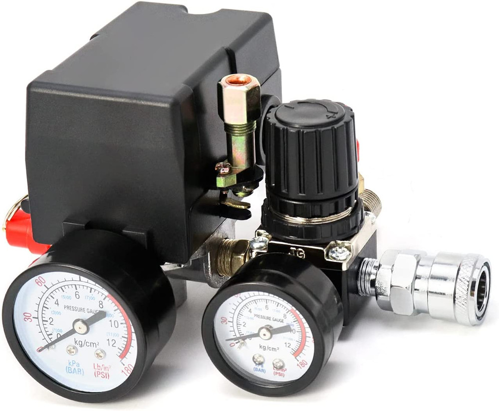 QWORK Air Compressor Pressure Switch for Pneumatic Tools, 90–120PSI Adjustable C