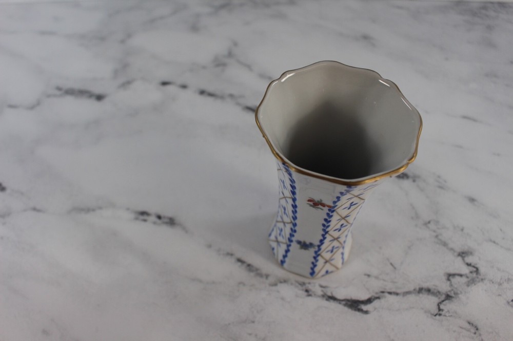 Elios Hand painted HF Blue Floral vase