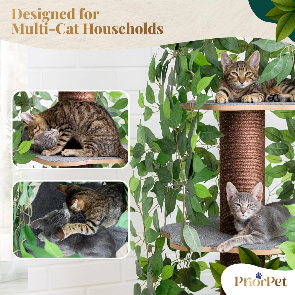 Cat Tree with Leaves - Stable, Space-Saving Design for Climbing Scratching