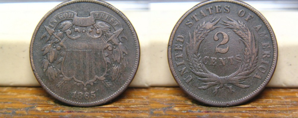 1865 TWO CENT PIECE US COIN
