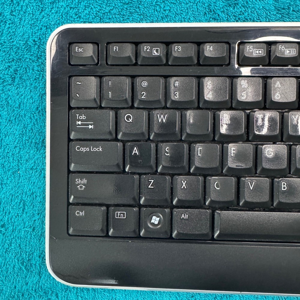 HP Wless Keyboard and Engage Mouse Set Black Silver Multimedia Keys Numeric Pad