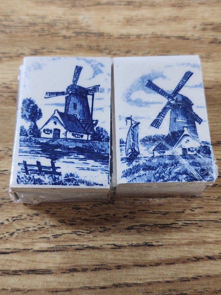 Matchbox Ceramic Decorative Top Blue & White Dutch Windmill