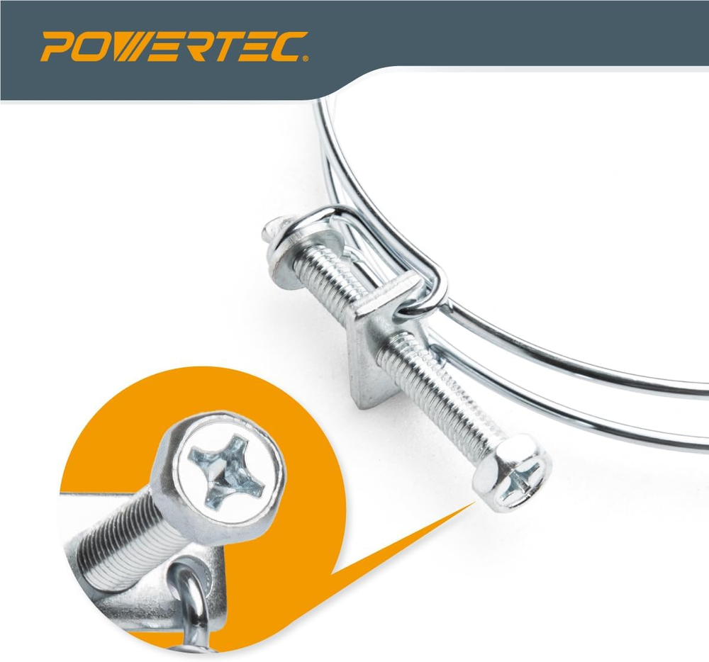 POWERTEC 70214 1-1/2 Double Wire Hose Clamp | 5 Pack