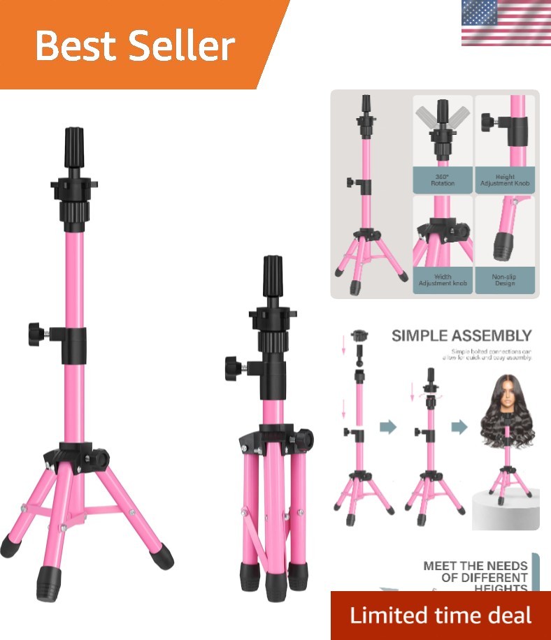 25 Inch Adjustable Mannequin Head Stand - Perfect Wig Display & Training Tool