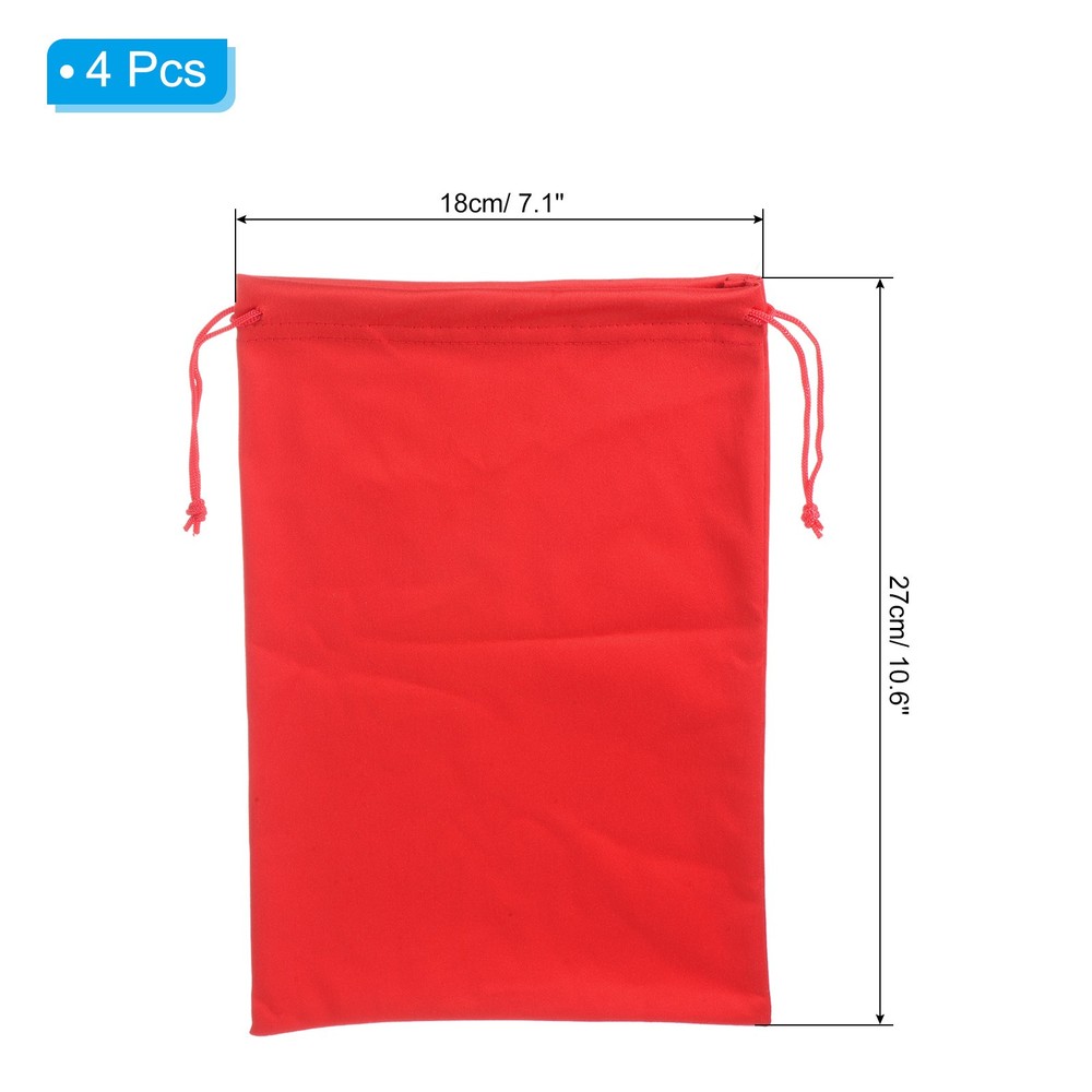 4 Pack Ski Goggle Bag Microfiber Snow Goggles Case Drawstring Pouch Red
