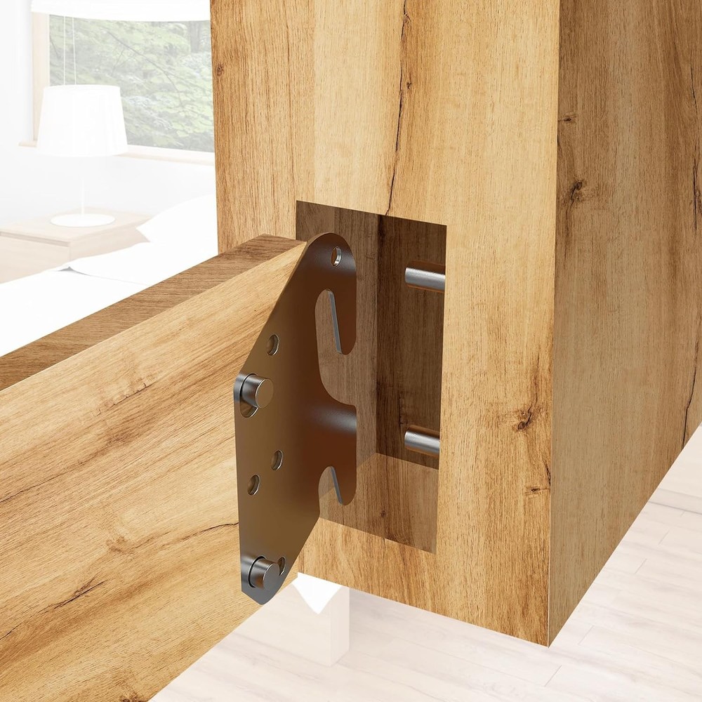 Bitray Wood Bed Plates Rail Hook for Frame silver A