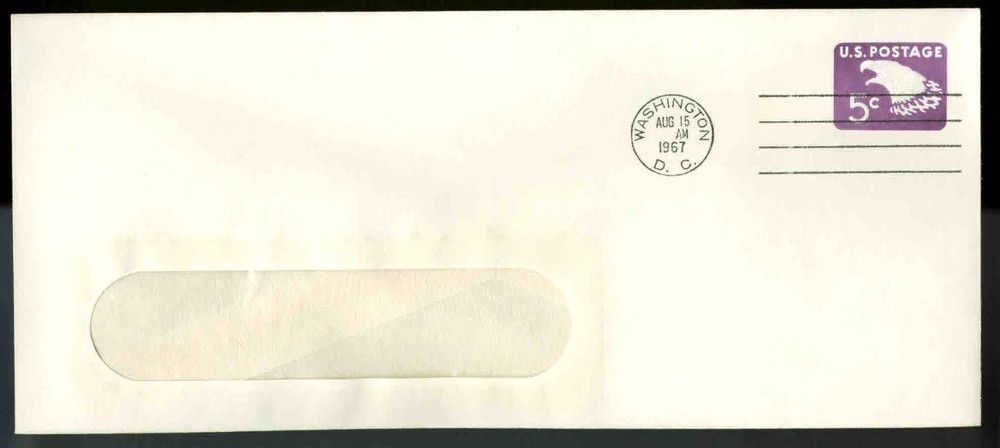 US FDC #U550a 5c Eagle Washington, DC Window Envelope With Bar Tagging First Day