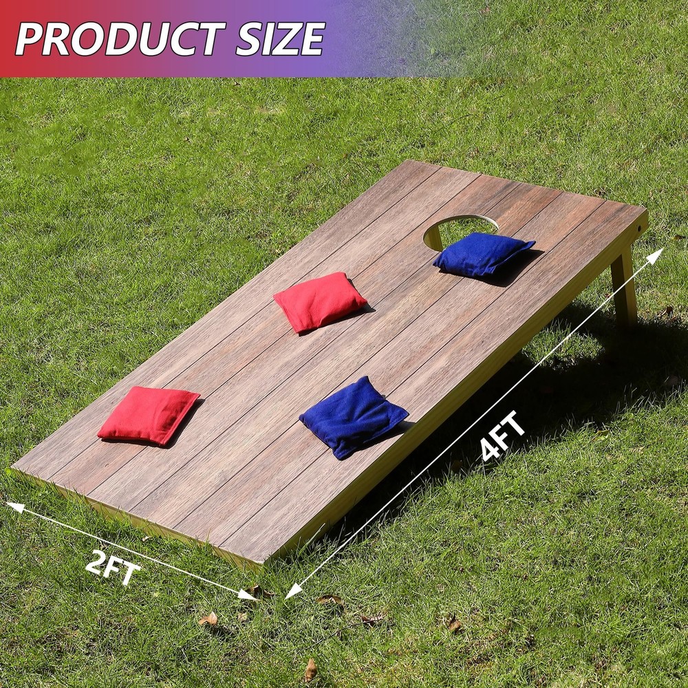 Solid Wood Cornhole Board Set, 4x2ft Regulation Cornhole Game Set with 8 Bean...