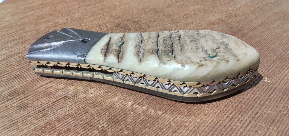 HAND FABRICATED RAM's HORN Custom Folding Knife
